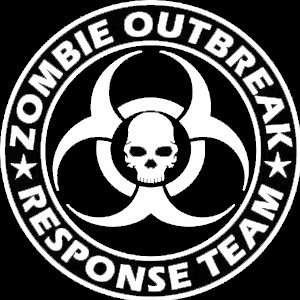 Zombie Outbreak Response Team Skull Design   5 WHITE Vinyl Decal 