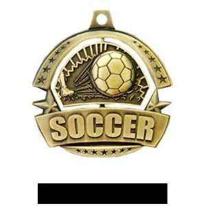   Soccer Medals M 720S GOLD MEDAL/BLACK RIBBON 2.25