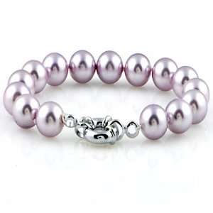 Vishal Jewelry   Sterling Silver Plated 10mm Light Purple Shell Pearl 
