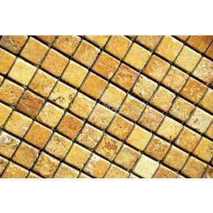  Tumbled Gold Travertine 1x1