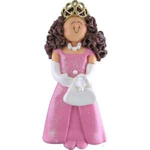  3333 Brunette Princess Personalized Christmas Ornament 