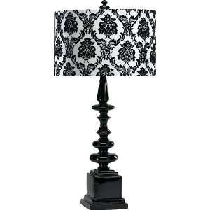 Dario 1 Light 33 Gloss Black Ceramic Table Lamp with Black & White 
