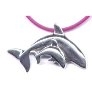  18 Fuschia Whales Necklace Sterling Silver Jewelry Gift 