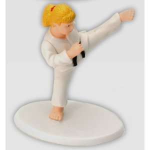 Martial Arts Blonde Girl Cake Topper