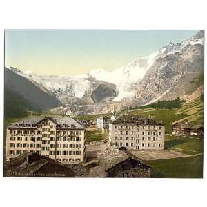  Photochrom Reprint of Saas Fee, the hotels, Valais, Alps 