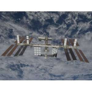 International Space Station, Backdropped by a Blue and White Earth 