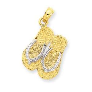   Designer Jewelry Gift 14K & Rhodium Large Double Flip Flop Pendant