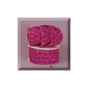  1ea   4 X 10yd Hot Pink Little Rosettes Wired Ribbon 