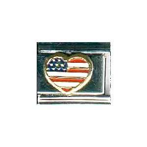 Clearly Charming American Flag Heart Italian Charm 
