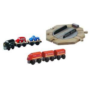   Carrier, Local Train, and Turntable Wooden Train Sets Toys & Games