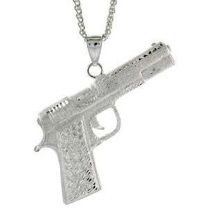  Sterling Silver Colt 45 Pistol Pendant, 3 (76 mm) tall Jewelry