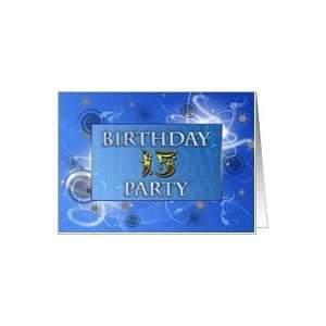  A 15th Birthday party invitation in a blue abstract design 