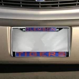  Clemson Tigers Blue & Orange Chrome Mirror License Plate 
