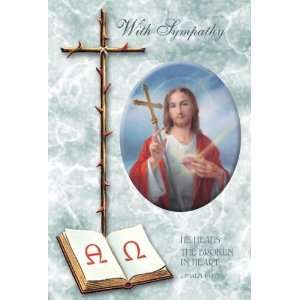  Religious Sympathy Cards   Sacred Heart of Jesus with Thorned Cross 