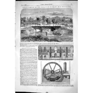  1868 DEBOUCHEMENT CANALS ST. MAUR MARNE RIVER WATERWORKS 