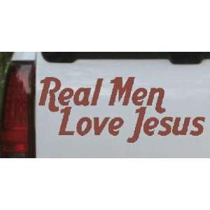 8in X 3.2in Brown    Real Men Love Jesus Text Only Christian Car 