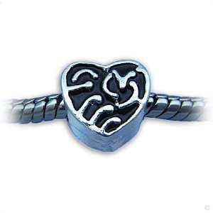  slide on Charm Beads   Heart with Ornament #15059, Beads 