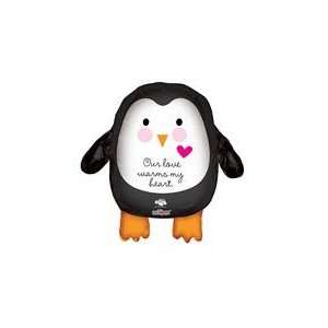  36 Penguin Shape Love Warms Heart   Mylar Balloon Foil 