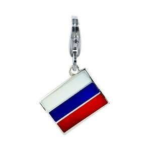 Amore & Baci Charming Life Silver Russian Flag Charm   Fits On Thomas 