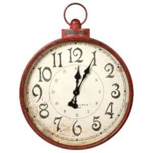  Wilco Imports Red Metal Round Wall Clock with Large Easy 