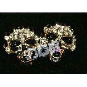  S/J SKULL ZIRCONIA GOLDS EARRINGS 