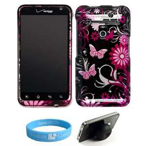  Pink Butterfly with Flower Design Front and Back Snap On Hard Shell 