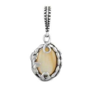   Sterling Silver Mother of Pearl Chardonnay Doublet Charm Jewelry