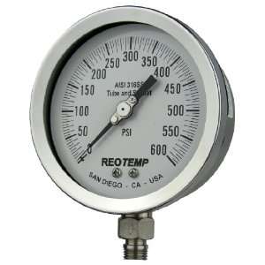 REOTEMP PR40S1A4P23 Heavy Duty Repairable Pressure Gauge, Dry Filled 