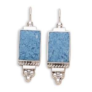  Rectangle Blue Denim Lapis French Wire Earrings Jewelry