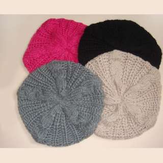   Winter Beret Braided Baggy Beanie Crochet Hat Ski Snow Cap 4 Colors