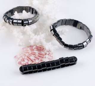 12x8mm Black Magnetic Hematite Semicircle Bead Bracelet  