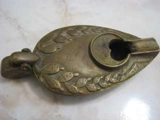 ANCIENT STYLE HEAVY BRASS LAMP SHAPED ASHTRAY by PAL BELL, ISRAEL 1950 