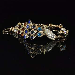 shiny 18k gold gp swarovski crystal colorful peacock bracelet dsc1207 