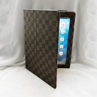 Magnetic Stand Smart Leather Case Cover iPad 2 Checker  