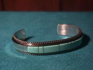 Native American Zuni Pueblo turquoise sterling silver cuff bracelet 
