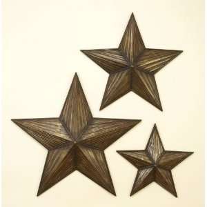  Spectecutlar Set of 3 STAR Wood Wall DÉCOR in Oxidize 