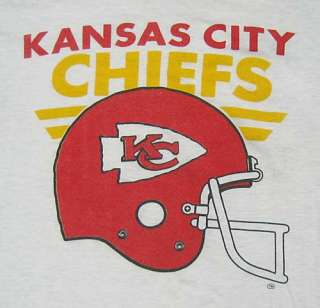 vtg KANSAS CITY CHIEFS 80s Ringer Jersey T shirt L kc retro helmet 