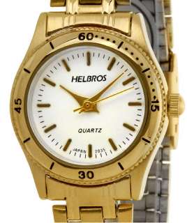 Helbros Mens Two Tone Bracelet/Gold Diamond Dial