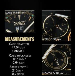 New Tourbillon Mechanical Wrist Date Black & Gold Dial Automatic Mens 