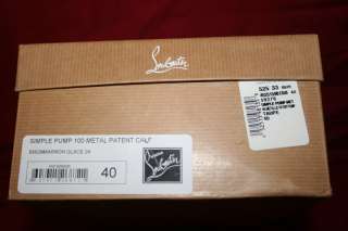 New in Box Christian Louboutin Taupe Patent Leather Metallic Simple 