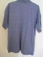 Peter Millar Mens Polo Plaid Blue Shirt XL Short Sleeve  