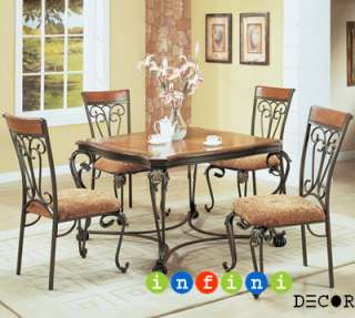 5PC Dining Room Table Set Kitchen Chair Oak Furniture  