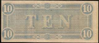 1864 $10 DOLLAR BILL RICHMOND CONFEDERATE CURRENCY NOTE T68 CIVIL WAR 