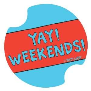  Yay Weekends Absorbent Car Coasters   2 Pack Kitchen 