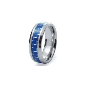Mens and Womens Tungsten Carbide Wedding Band Ring with Blue Carbon 