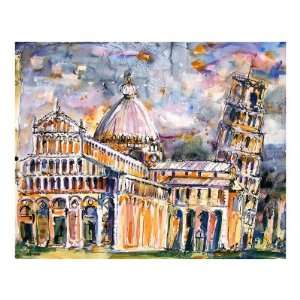  Leaning Tower of Pisa Italy Giclee Poster Print by Ginette 