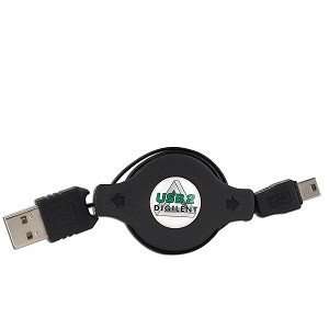   Retractable USB A (M) to 5 pin Mini B (M) Cable (Black) Electronics