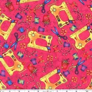   Fever Sewing Machine Pink Fabric By The Yard Arts, Crafts & Sewing