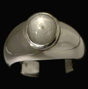 Mens Star White Gray Sapphire Handmade Sterling Silver Gents Ring 