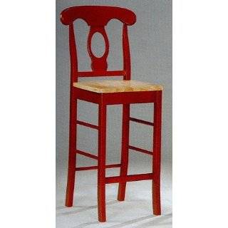 Napoleon Style Bar Stool/Stools Kitchen Chair in Red Wood Finish (Set 